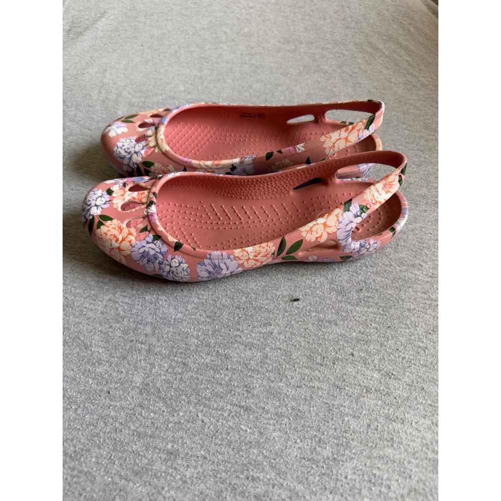 Crocs Isabella Slingback Flat Floral Print Pink Purple Women Size 9